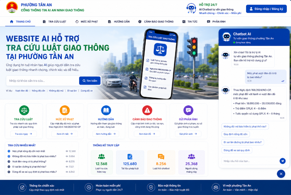 Website AI hỗ trợ tra cứu luật giao thông tại phường Tân An