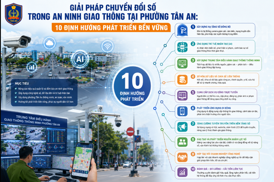 Giải pháp chuyển đổi số trong an ninh giao thông tại phường Tân An