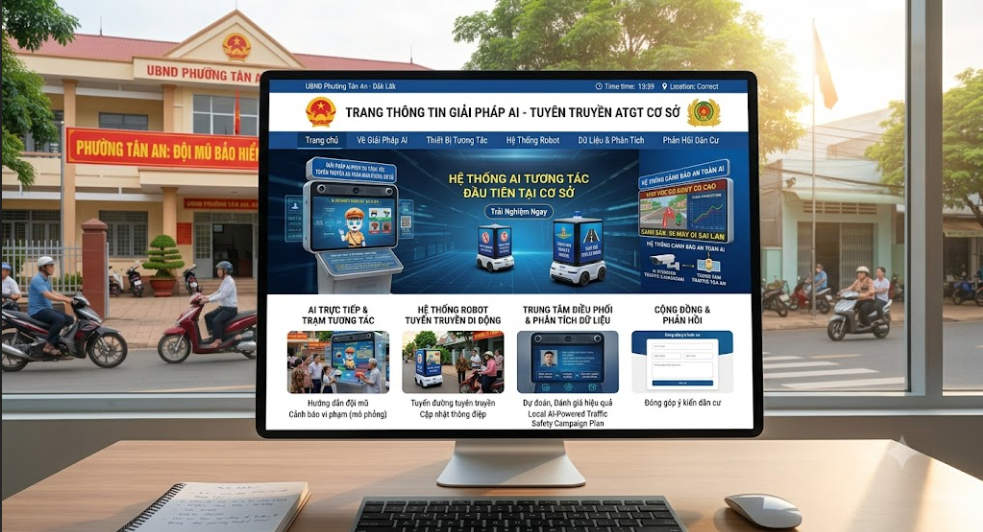 Website giải pháp AI tuyên truyền an toàn giao thông cơ sở: tra cứu luật, tư vấn 24/7, gửi phản ánh, cập nhật thông tin địa phương phường/xã nhanh chóng, miễn phí!