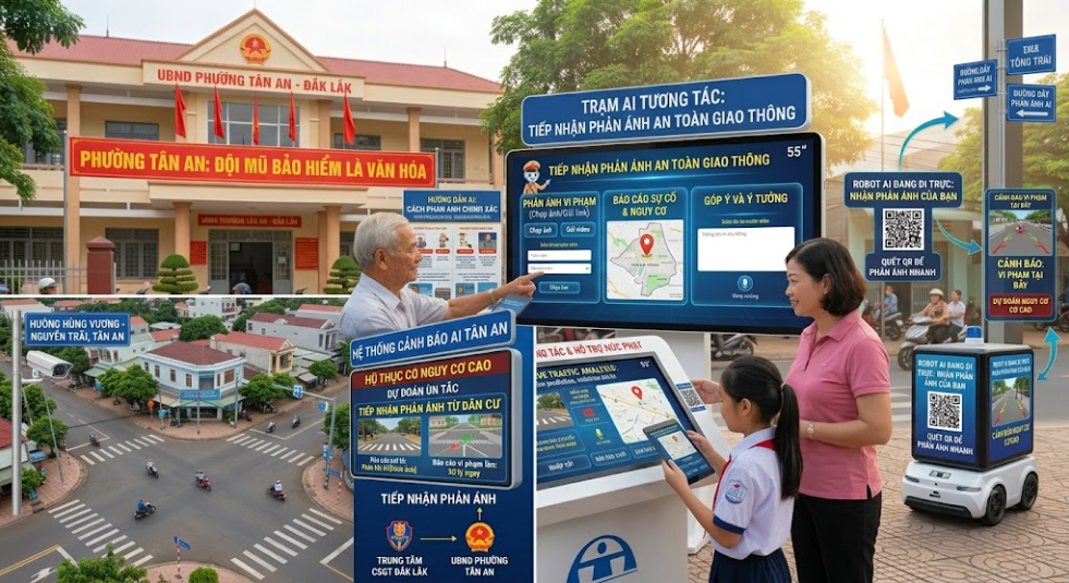 Giải pháp AI tuyên truyền giao thông cơ sở hỗ trợ tiếp nhận phản ánh trực tuyến. Báo cáo vi phạm, hiểm lộ, theo dõi xử lý nhanh chóng, minh bạch tại phường/xã, góp phần an toàn chung!