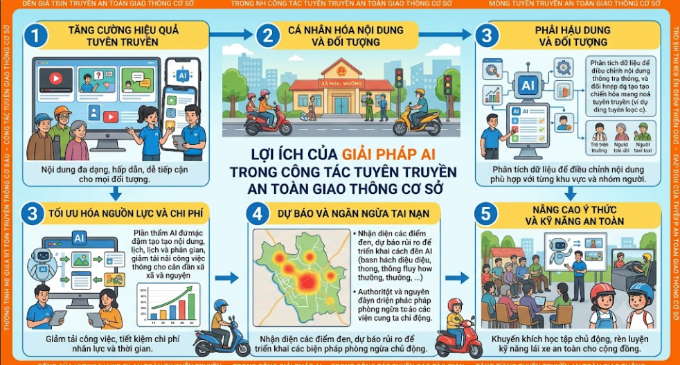 Lợi ích giải pháp AI tuyên truyền giao thông cơ sở: đổi mới phương thức, nâng cao nhận thức, giảm vi phạm, hỗ trợ cán bộ, phục vụ người dân phường/xã hiệu quả hơn!
