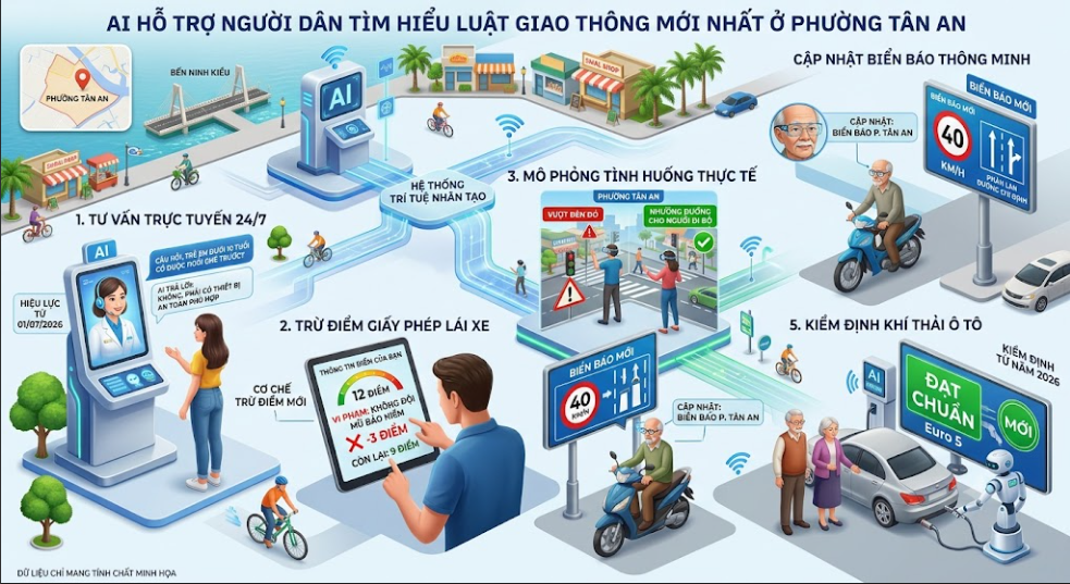 AI cập nhật và giải thích luật giao thông mới nhất 2026 tại phường Tân An, Buôn Ma Thuột. Tra cứu quy định, mức xử phạt Nghị định 168/2024 dễ hiểu, chính xác, mọi lúc mọi nơi!