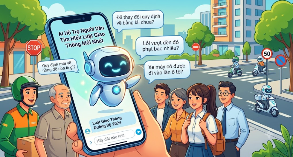 Chatbot AI giải đáp luật giao thông mới nhất 2026 mọi lúc mọi nơi. Hỏi theo cách hiểu của bạn, nhận câu trả lời chính xác, dễ hiểu, cập nhật đầy đủ thay đổi quy định!