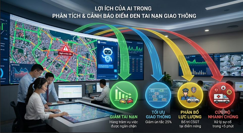 AI phân tích và cảnh báo điểm đen tai nạn: xác định chính xác rủi ro, cảnh báo sớm, ưu tiên cải tạo hạ tầng, giảm thiểu tai nạn, bảo vệ tính mạng và tài sản cộng đồng!