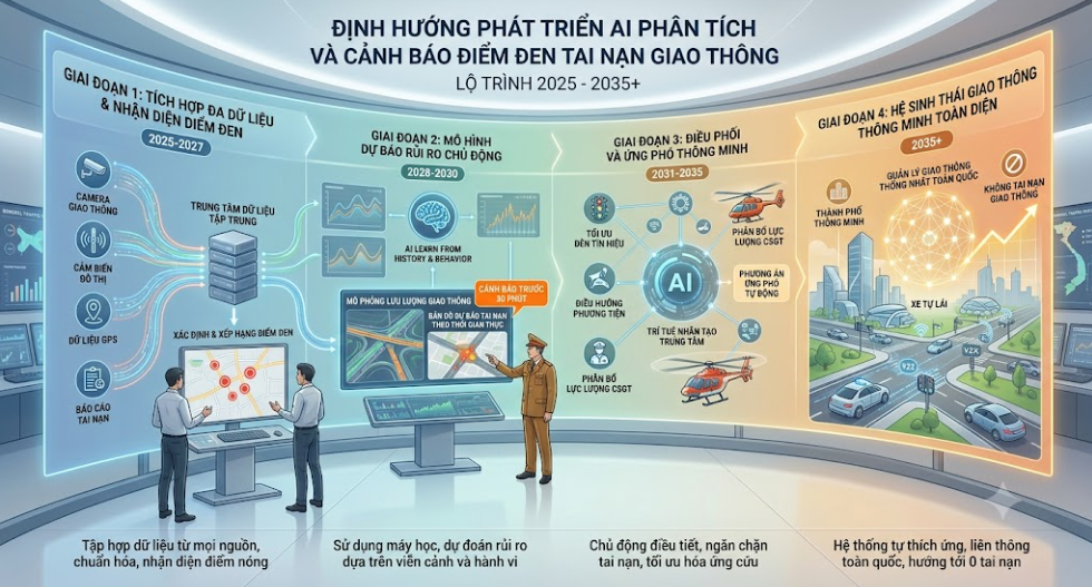 Định hướng phát triển AI phân tích điểm đen tai nạn 2026–2030: nâng cấp công nghệ, dự báo sớm, kết nối liên thông, nhân rộng mô hình, giảm tai nạn bền vững!