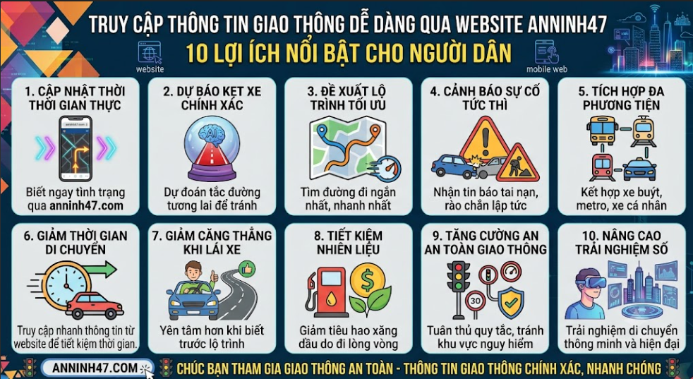 AI giúp người dân tiếp cận thông tin giao thông dễ dàng nhất: luật lệ, điểm nguy hiểm, tình hình đường đi, chỉ cần hỏi – nhận ngay kết quả rõ ràng, mọi lúc mọi nơi!