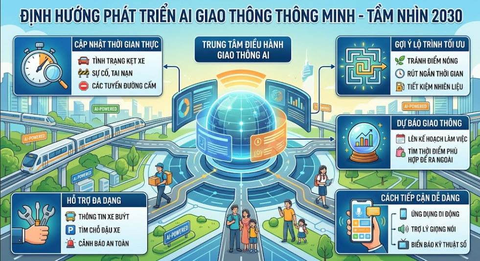 Định hướng phát triển AI tiếp cận thông tin giao thông giai đoạn 2026–2030: nâng cấp tương tác, bao phủ toàn diện, kết nối liên thông, đảm bảo mọi người dân đều tiếp cận bình đẳng!