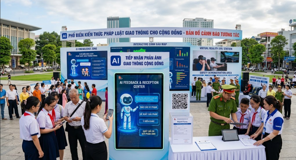 AI phổ biến luật giao thông và tiếp nhận phản ánh trực tuyến. Sau khi hiểu quy định, người dân dễ dàng báo cáo vi phạm, hiểm lộ, góp ý cải thiện, cùng xây dựng giao thông an toàn!